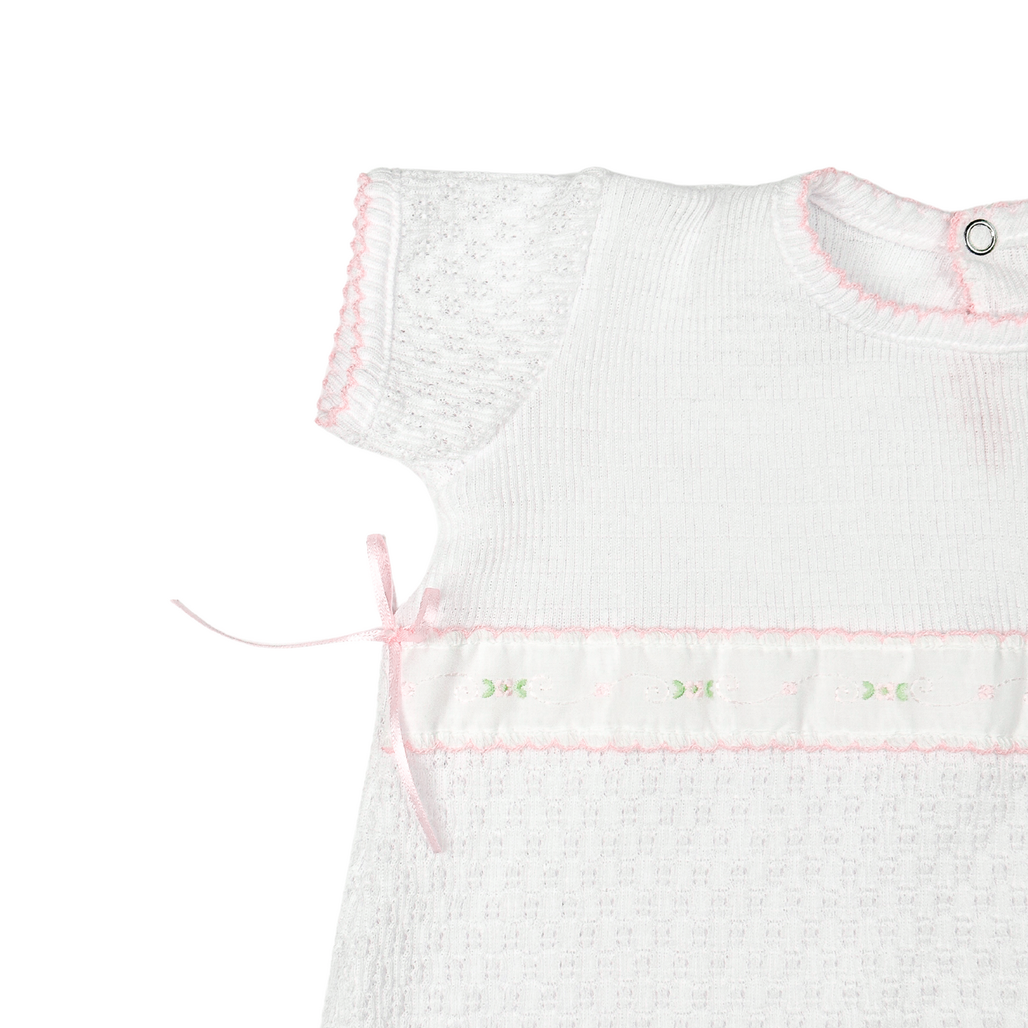 Paty Knit Ruffle Hem Bubble with Swiss Embroidered Trim