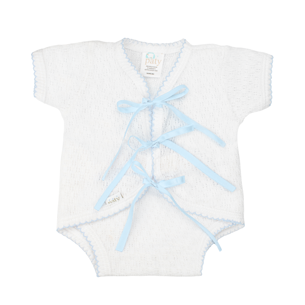 Paty Knit, Ribbon Tie Onesie #104