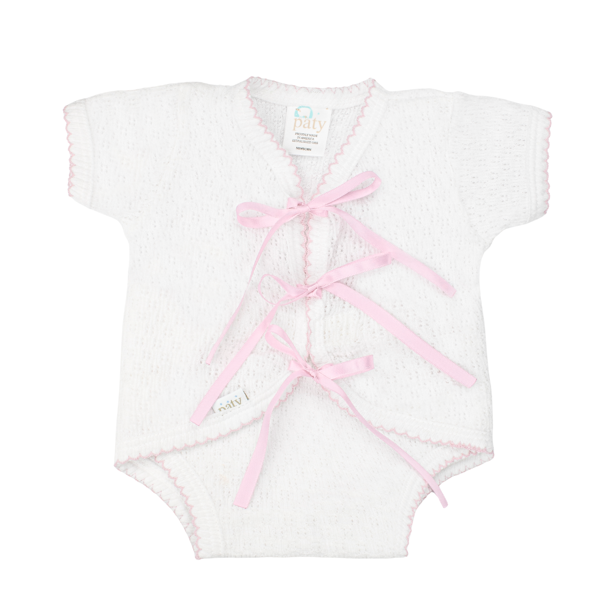 Paty Knit, Ribbon Tie Onesie #104