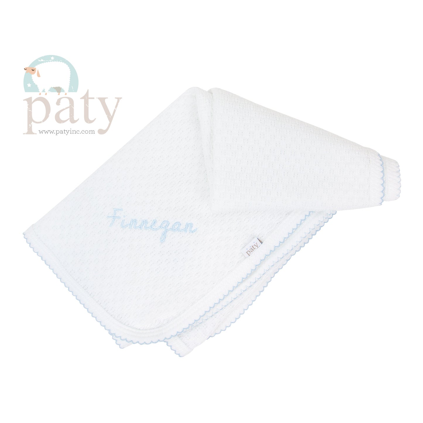 Monogrammed White Paty Blanket