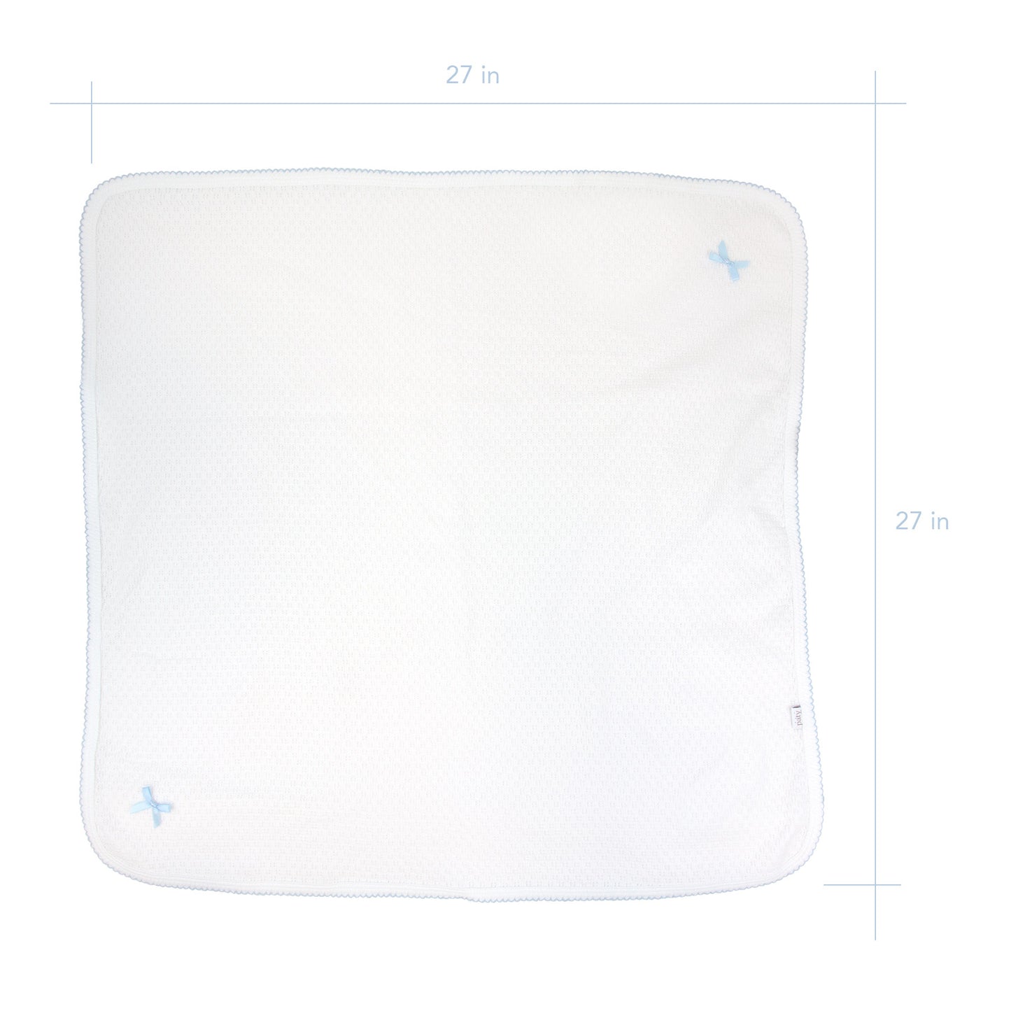 White with Blue Trim Paty Blanket Size