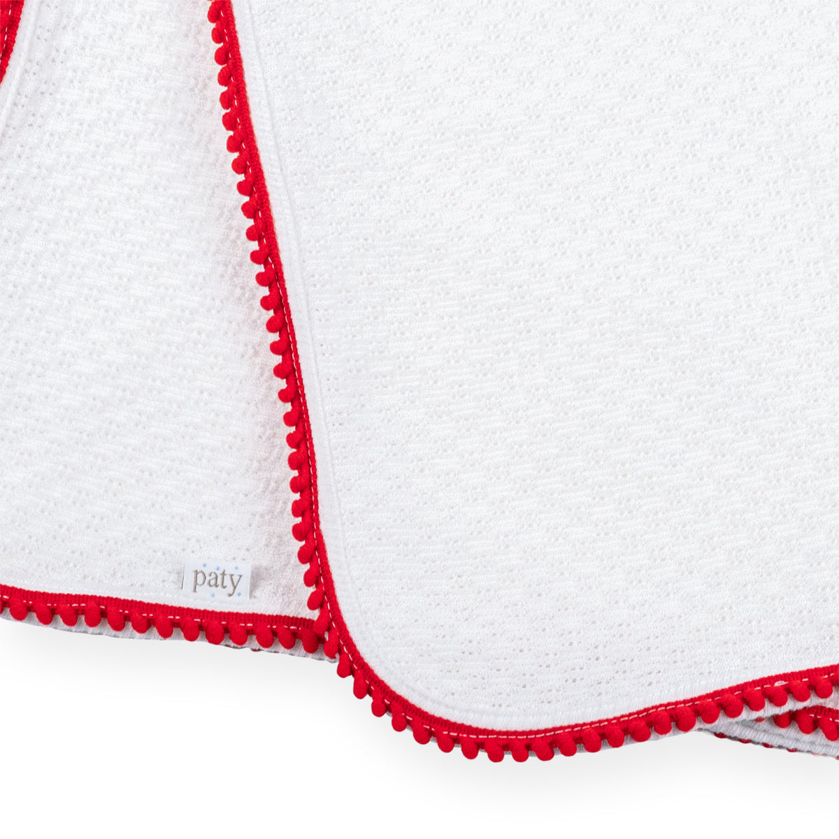 PatyKnit™ Blanket with Baby Pom Trim