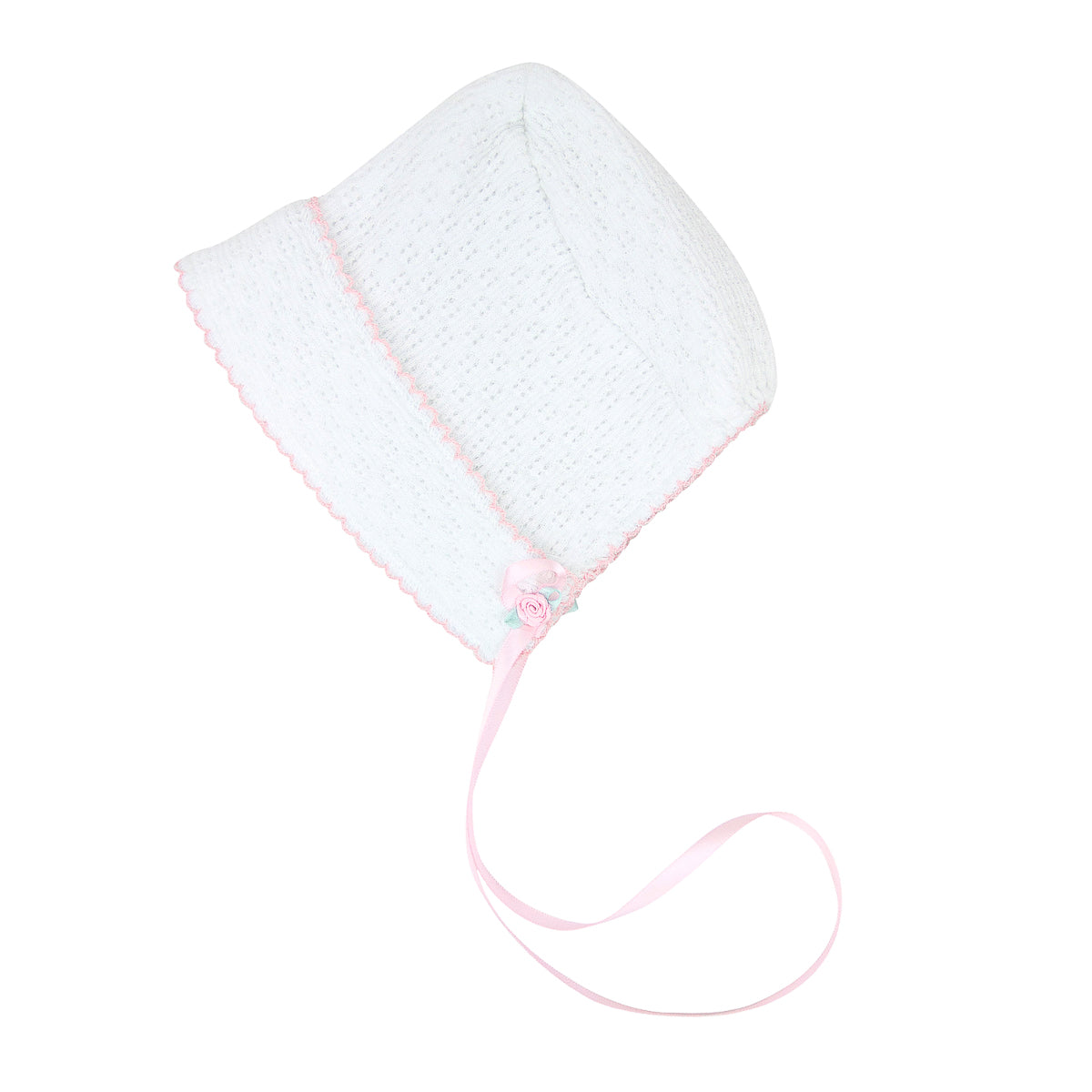 Paty Knit Bonnet with Satin Rosette