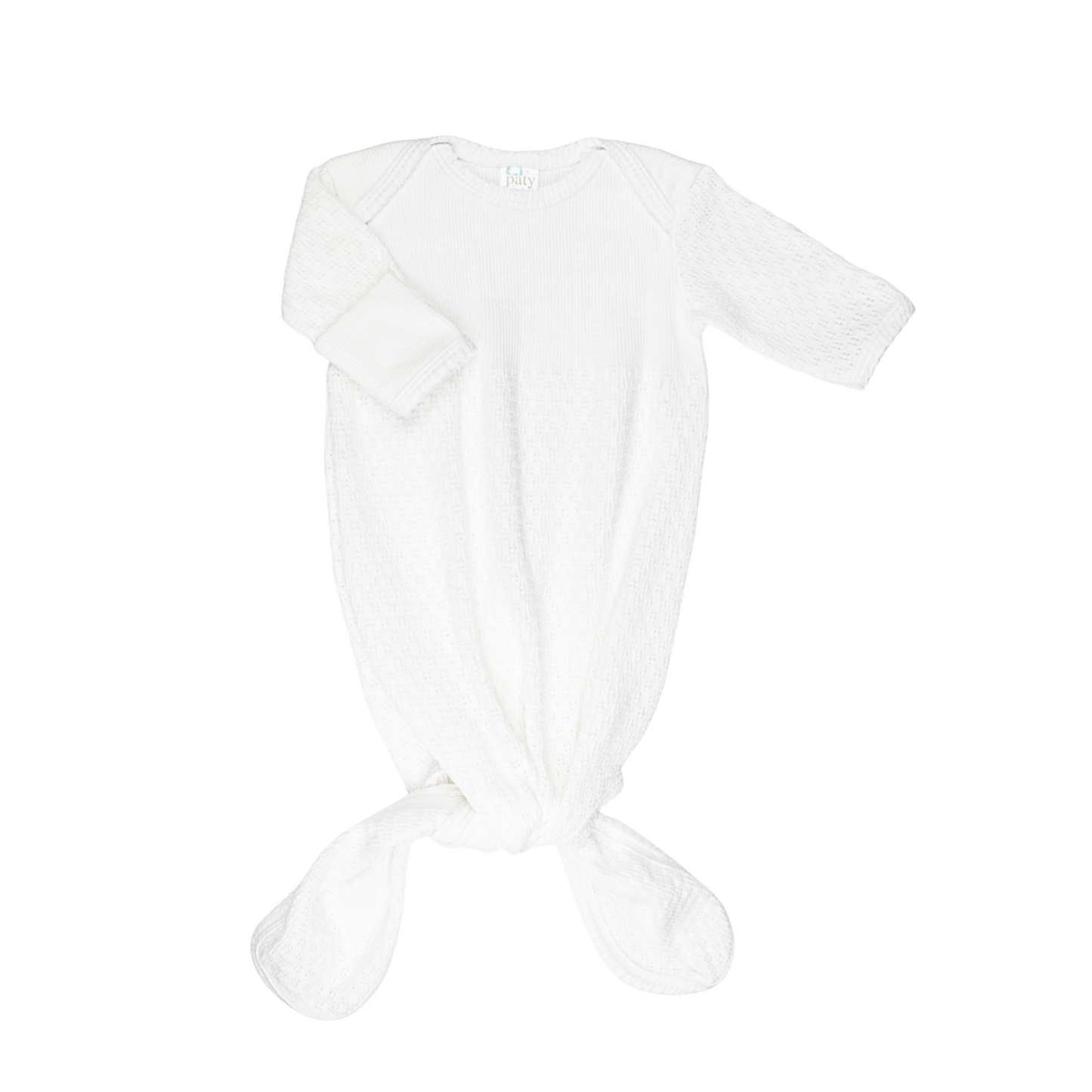 Paty Knit Knotted Overlap Gown White with Trim Colors