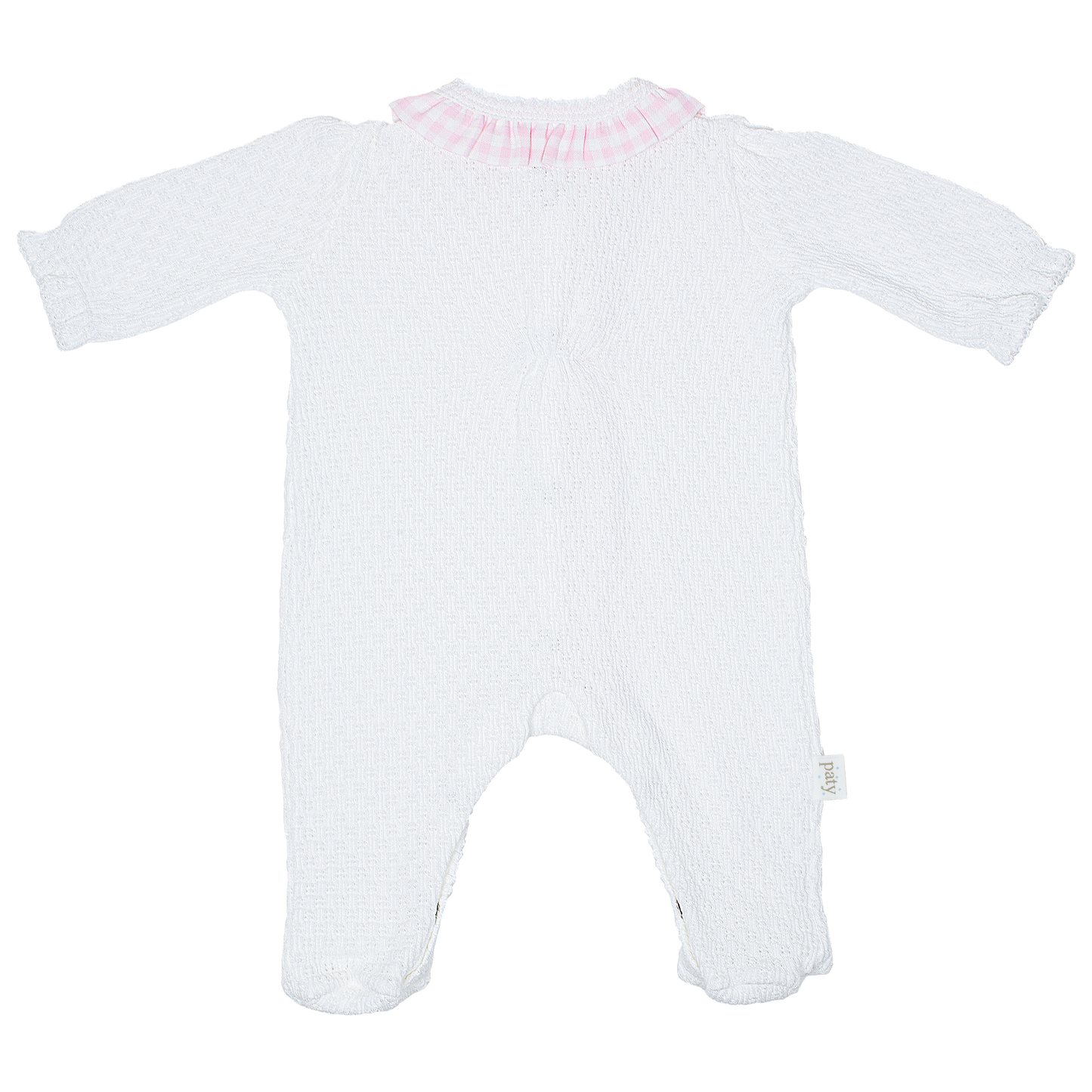 Paty Knit Footie with Gingham Ruffle
