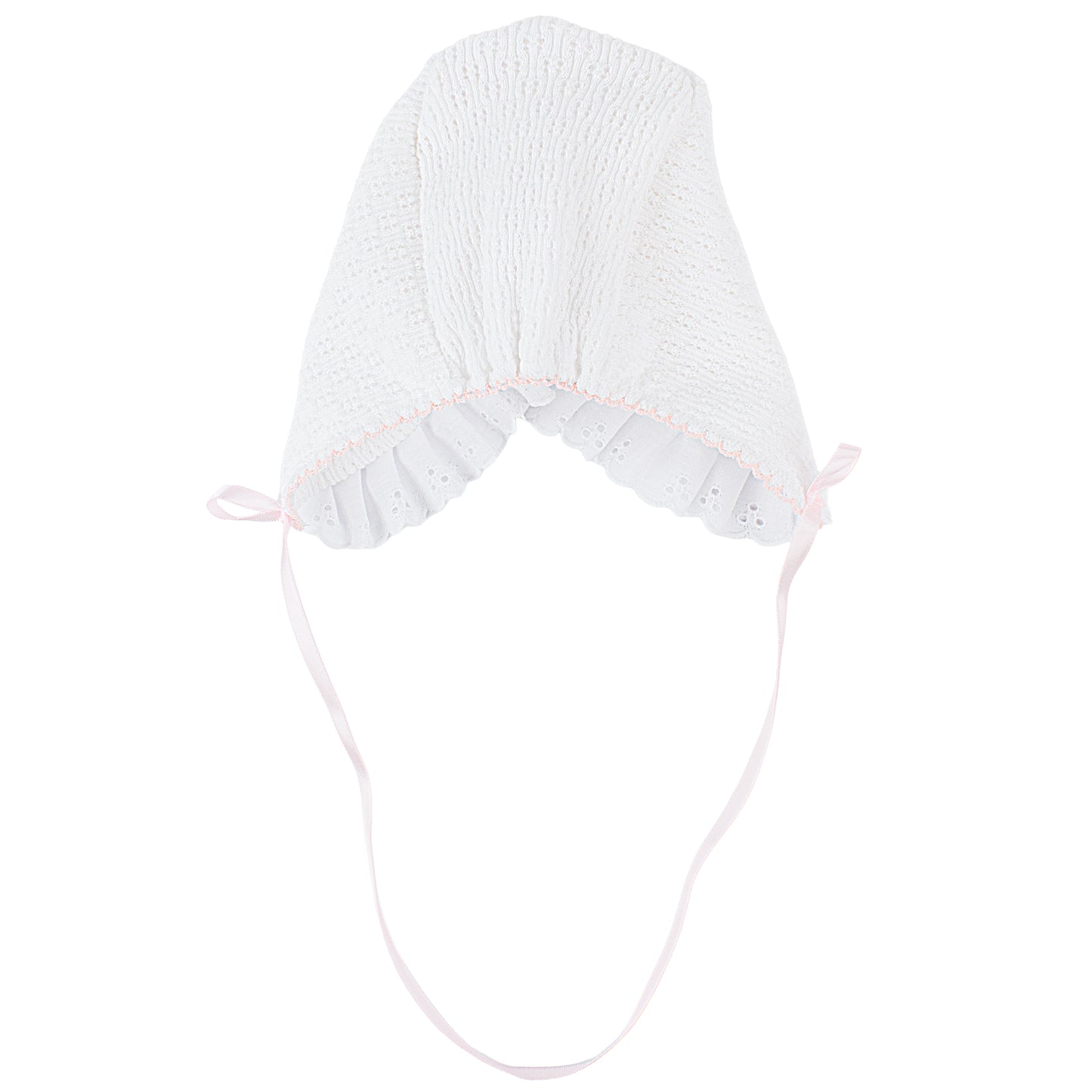 Paty Knit Bonnet with Eyelet Trim
