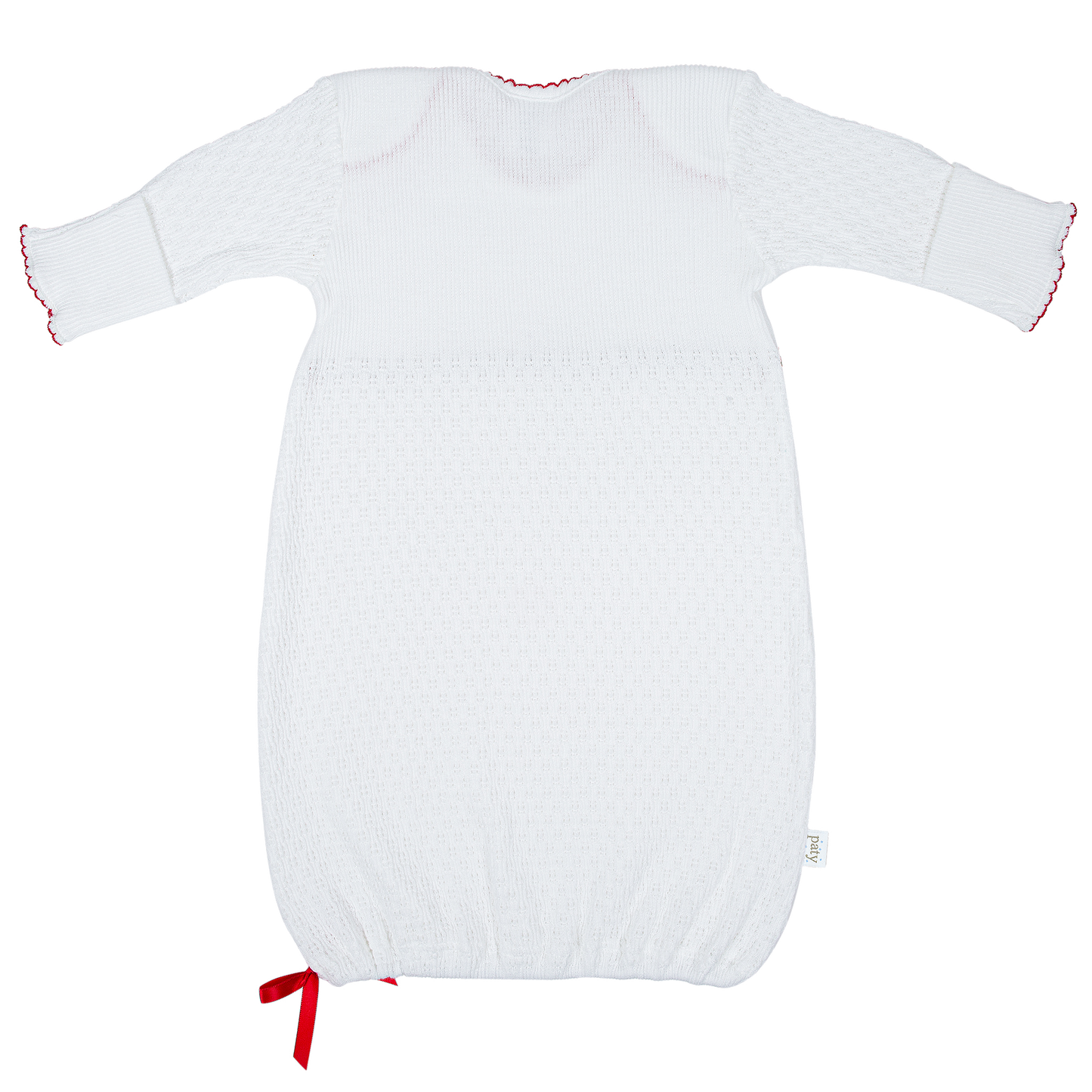 Paty Knit Overlap Shoulder Gown with Gingham Ruffle #122G