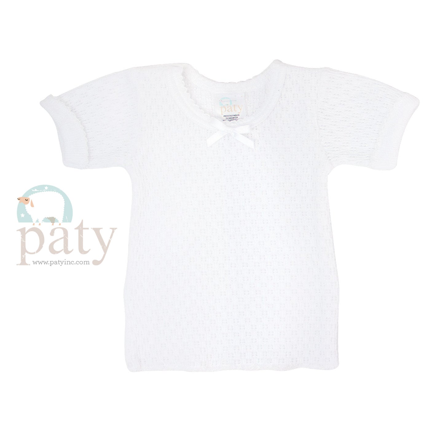 Short Sleeves White body with White Trim Diaper Shirt