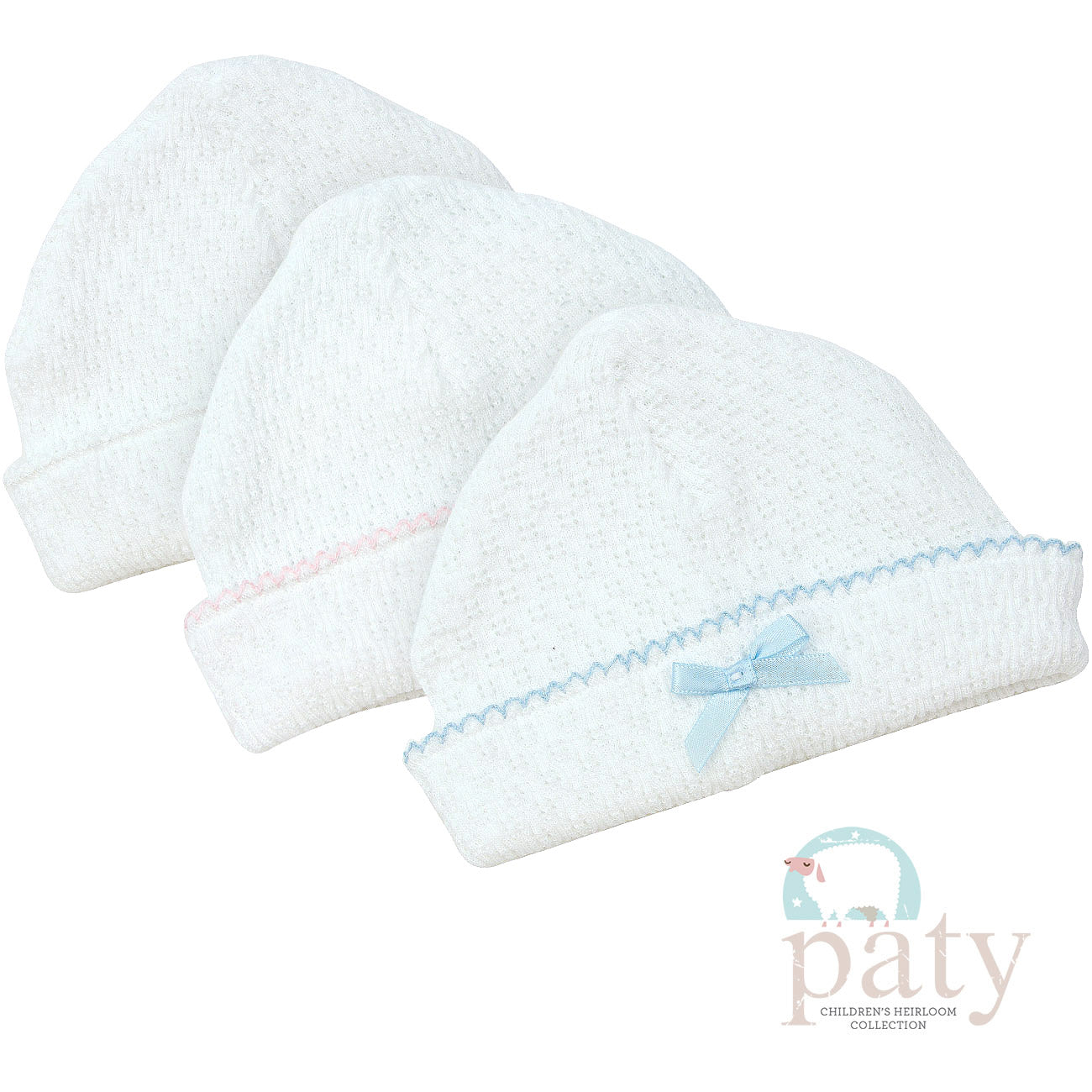 Pink Check Bow Newborn Saylor Beanie by Paty