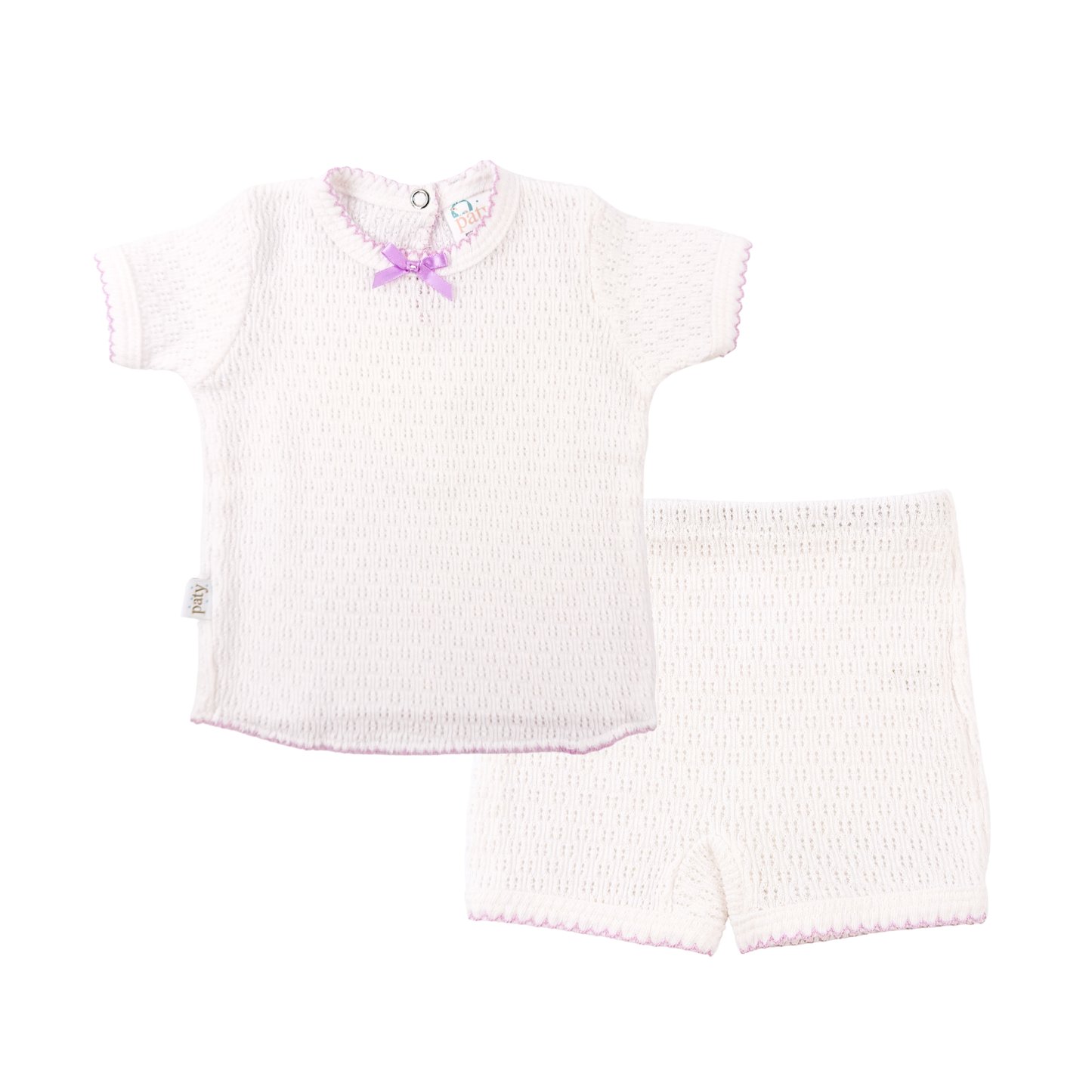 Paty Knit 2 PC Diaper Set with Shirt and Shorts