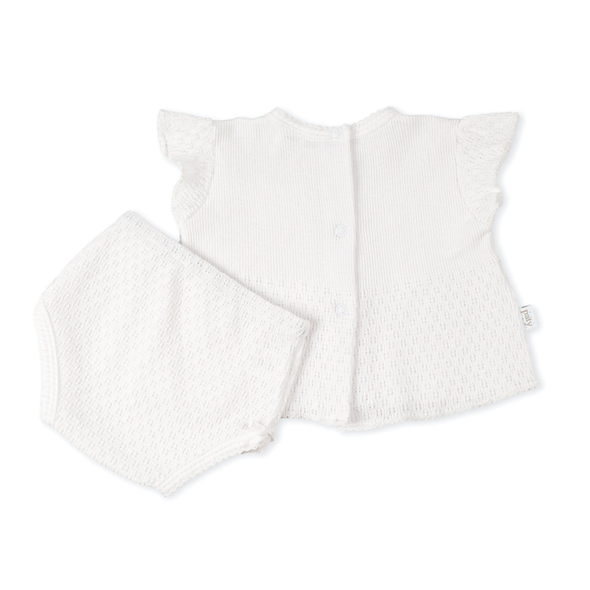 PatyKnit™ Flutter Sleeve Diaper Set with Bows