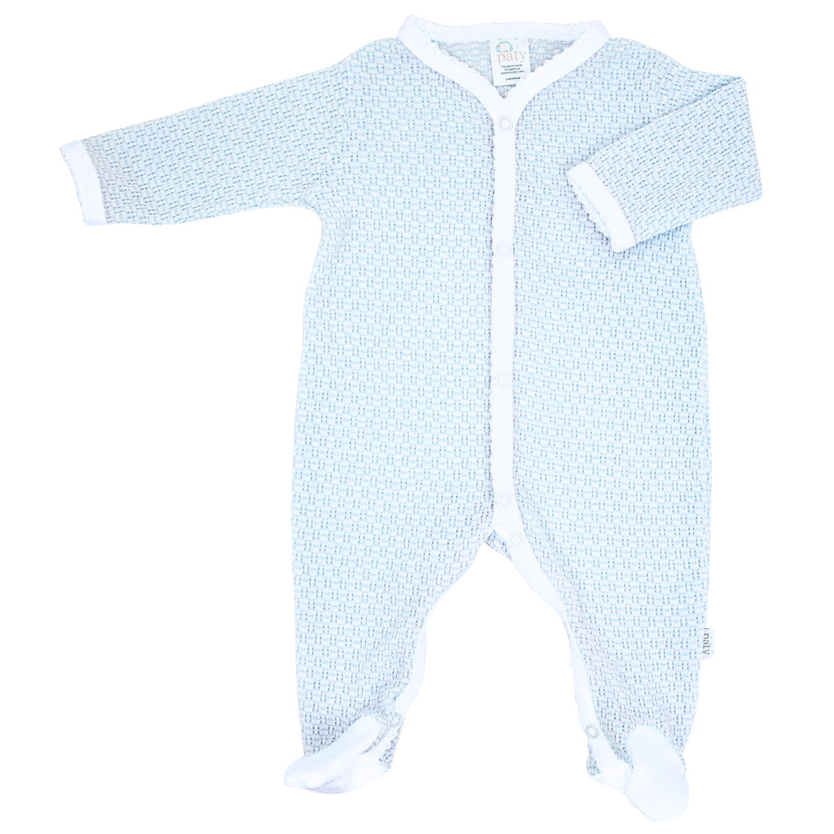 Paty Knit Solid Color Footie with Pima Trim