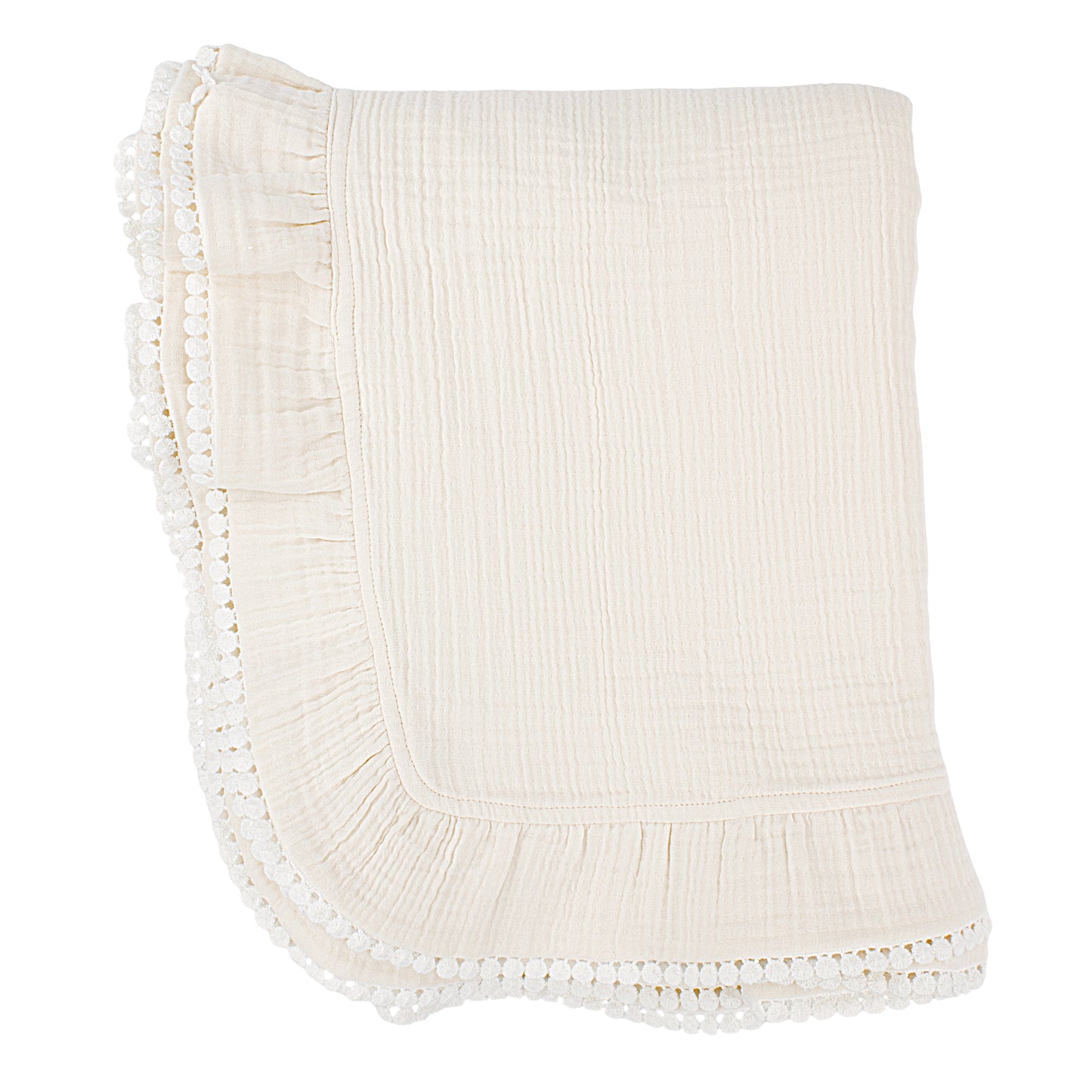 Muslin Pom Trim Blanket