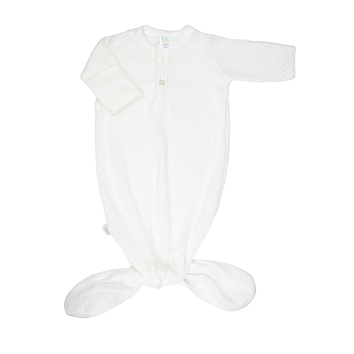 Paty Knit Knotted Gown with Placket with Color Trims