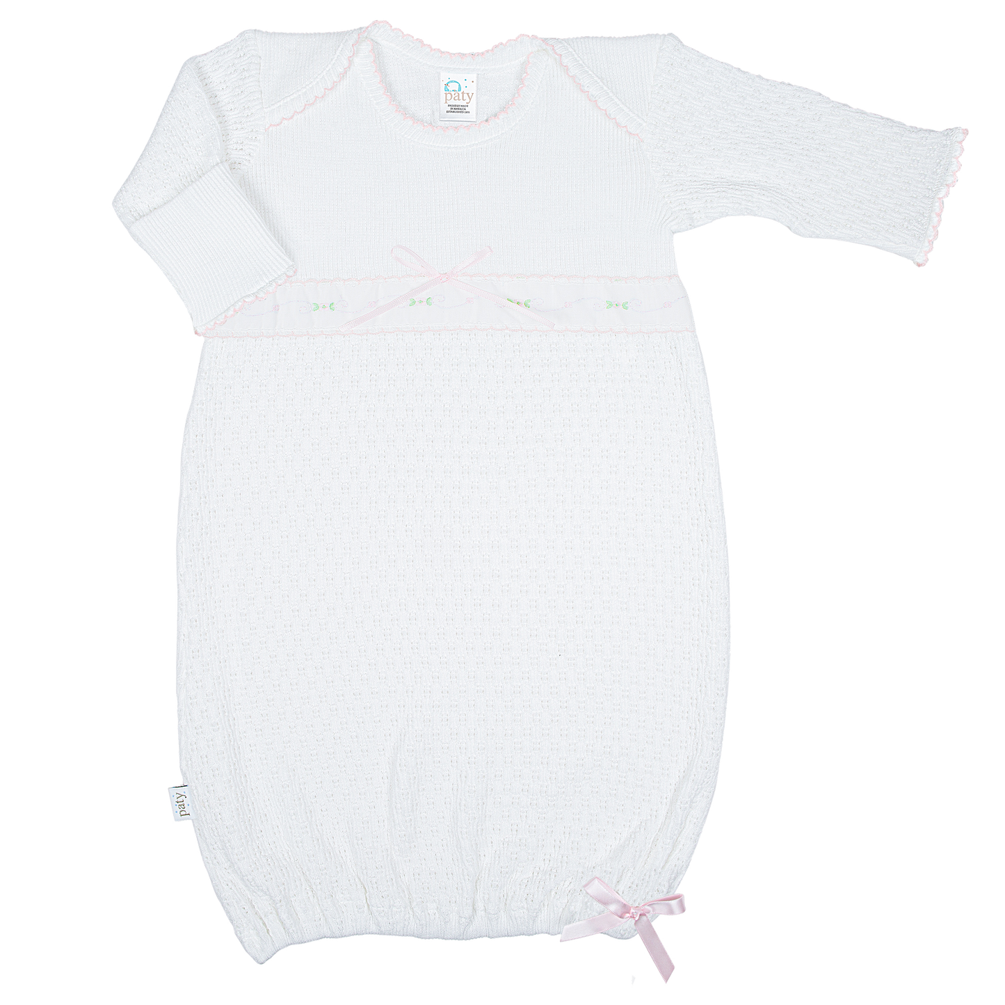 Paty Knit Overlap Shoulder Gown with Swiss Floral #155SWF