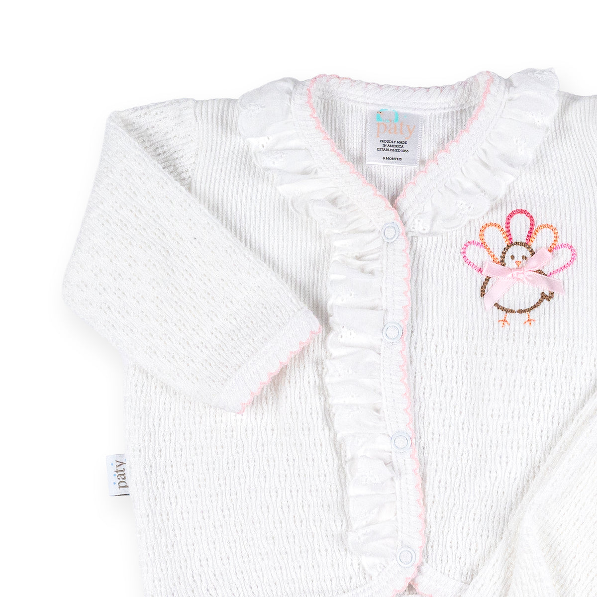 PatyKnit™ Long Sleeve Eyelet Legging Set with Turkey Embroidery