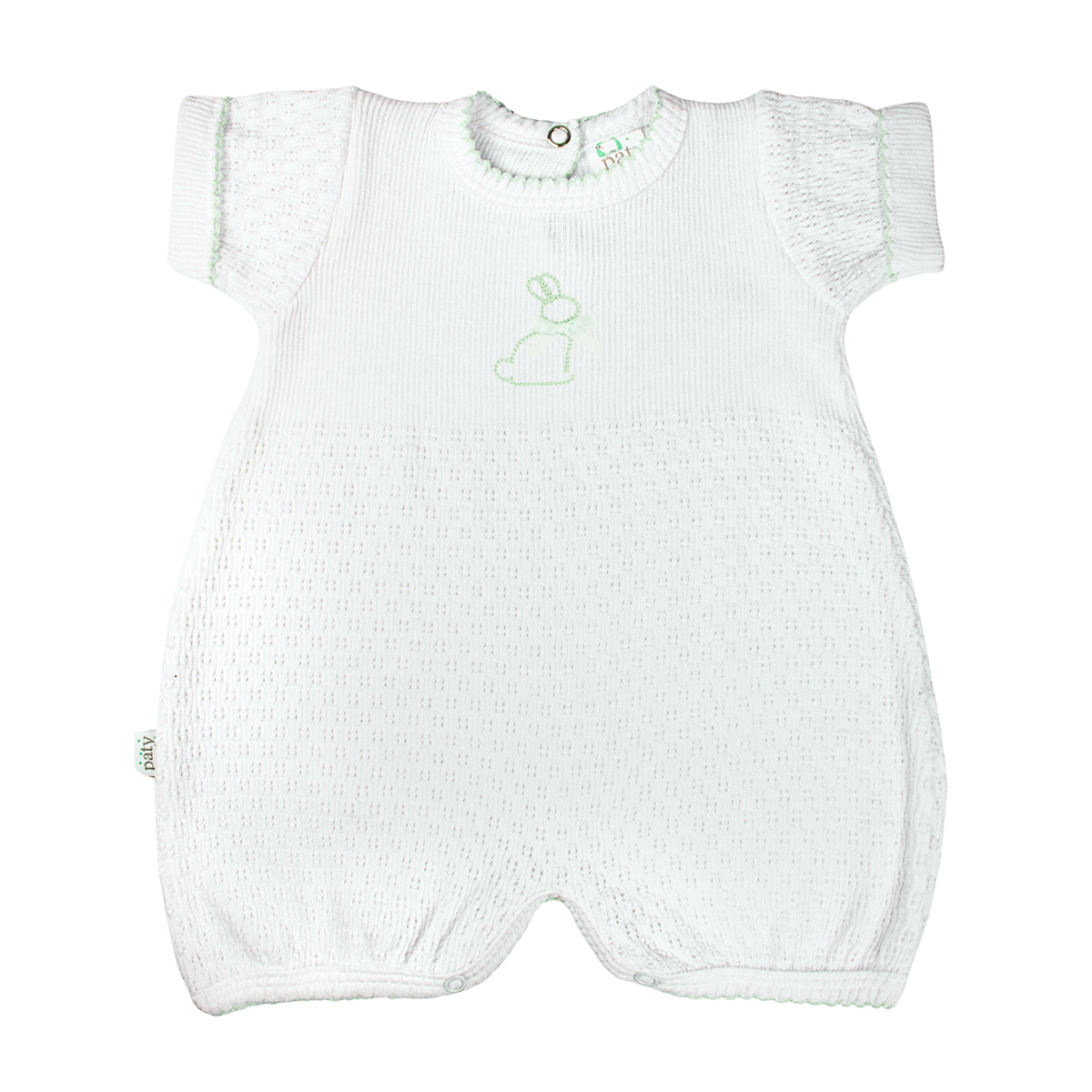 Paty Knit Straight Hem Bubble with Bunny Embroidery