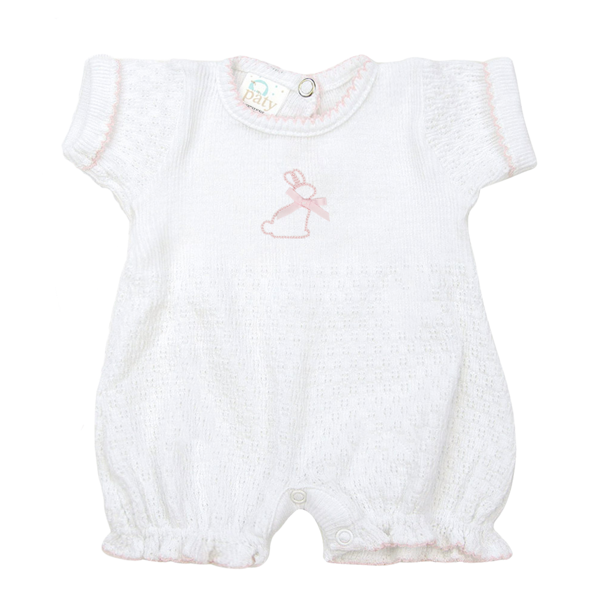 Paty Knit Ruffle Hem Bubble with Bunny Embroidery