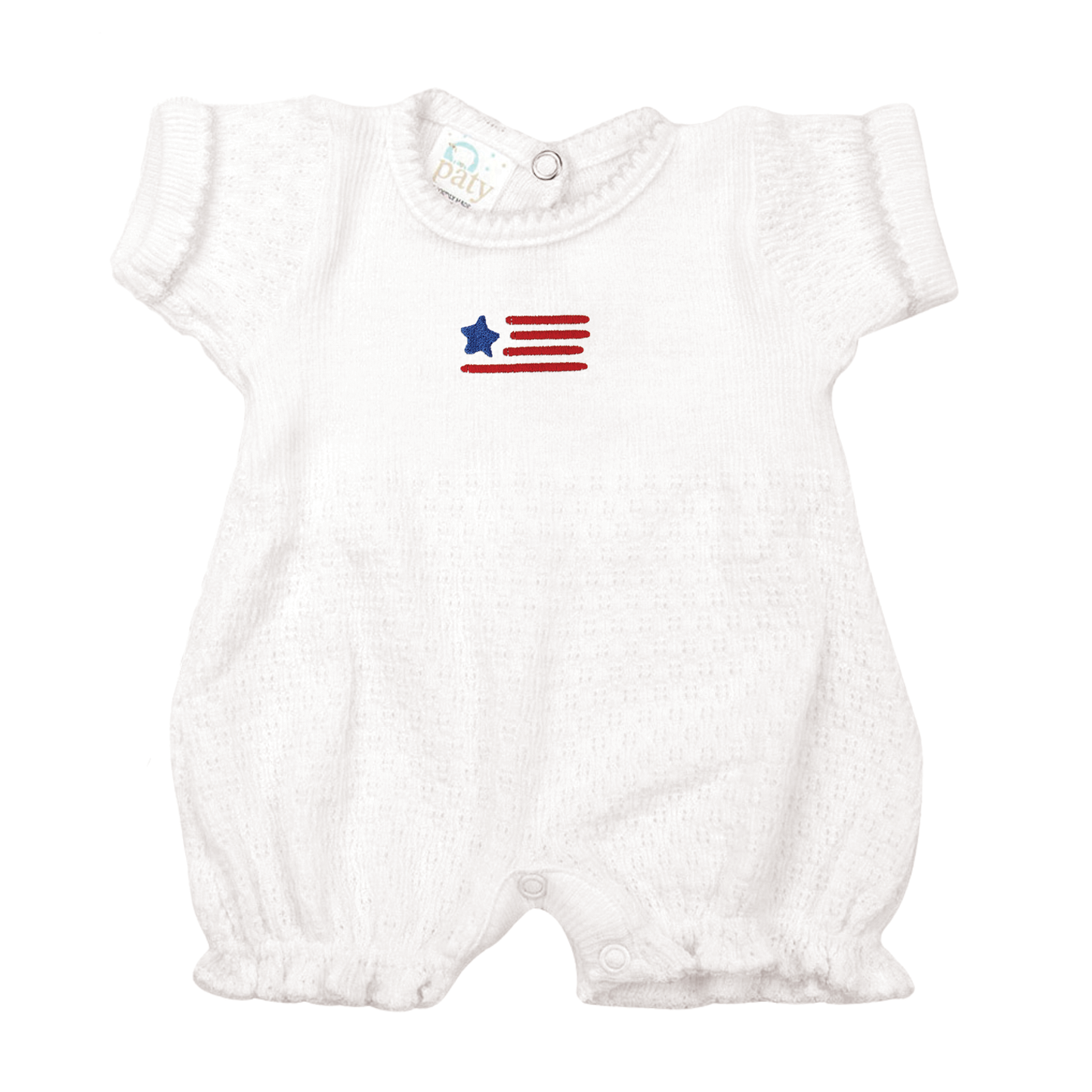 Limited Edition Americana Paty Knit Ruffle Hem Bubble with Flag Embroidery