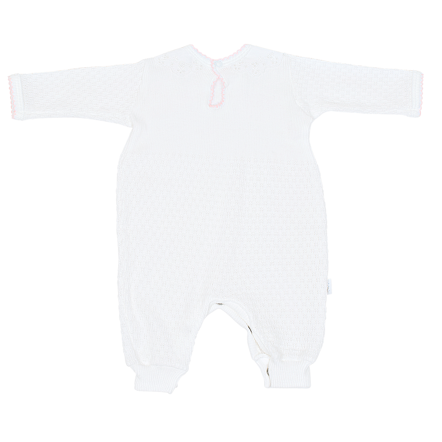PatyKnit™ Romper with Peter Pan Eyelet Collar