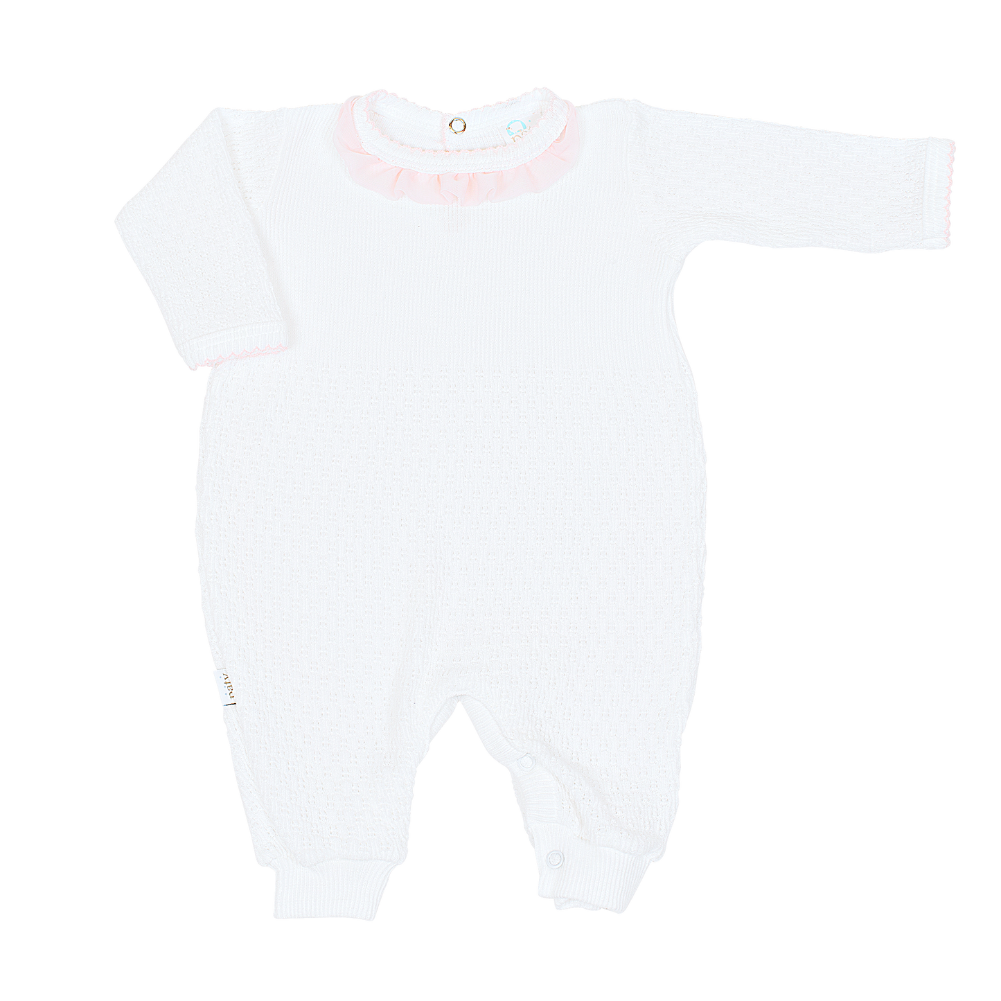 Paty Knit Romper, Chiffon Trim #166LSCH