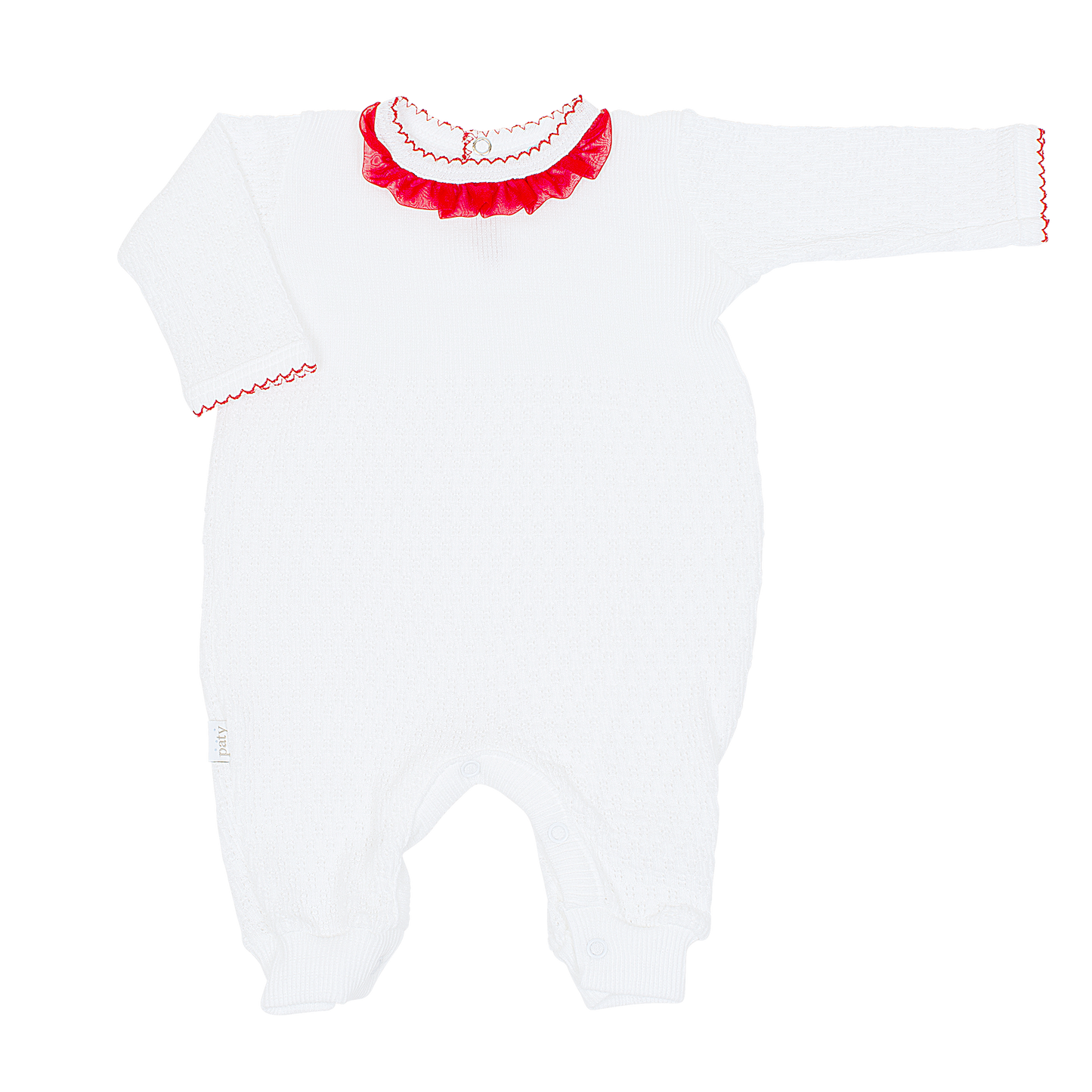 Paty Knit Romper, Chiffon Trim #166LSCH