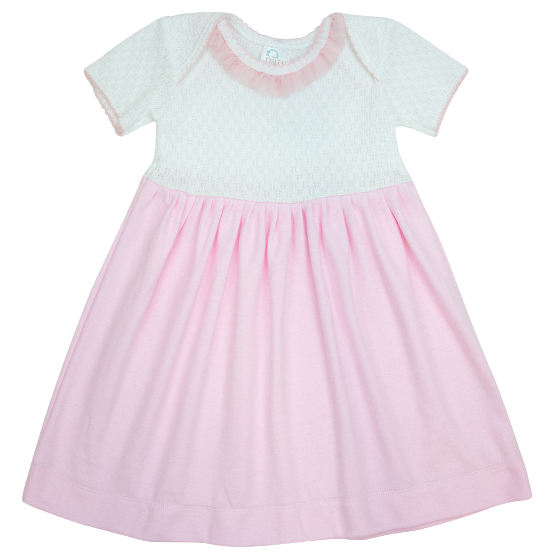 Paty Knit Baby Girl Dress with Pima Cotton Skirt and Chiffon Ruffle Trim
