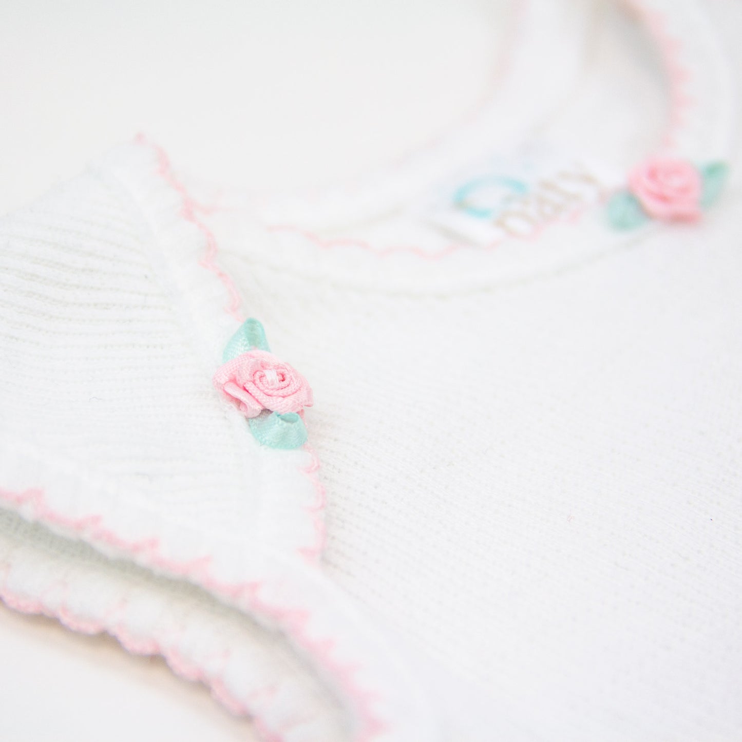 Paty Knit Overlap Shoulder Dress with Rosettes