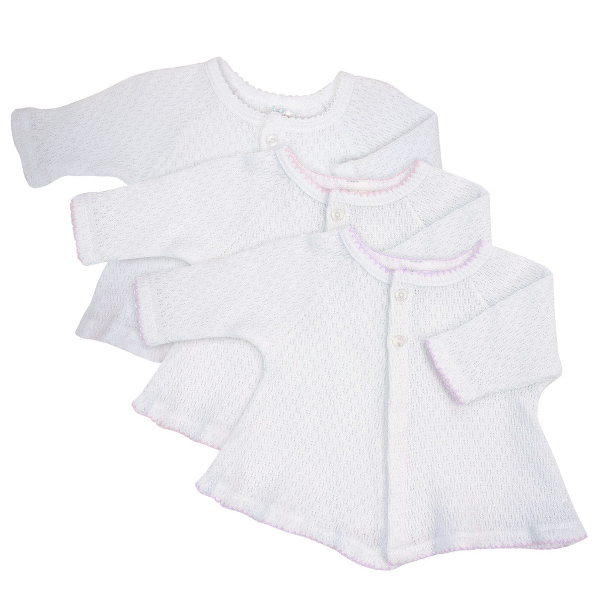 Paty Knit Baby Raglan Cardigan Sweater in White