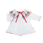 Paty Knit Christmas Baby Cardigan Sweater with Embroidered Swiss Collar