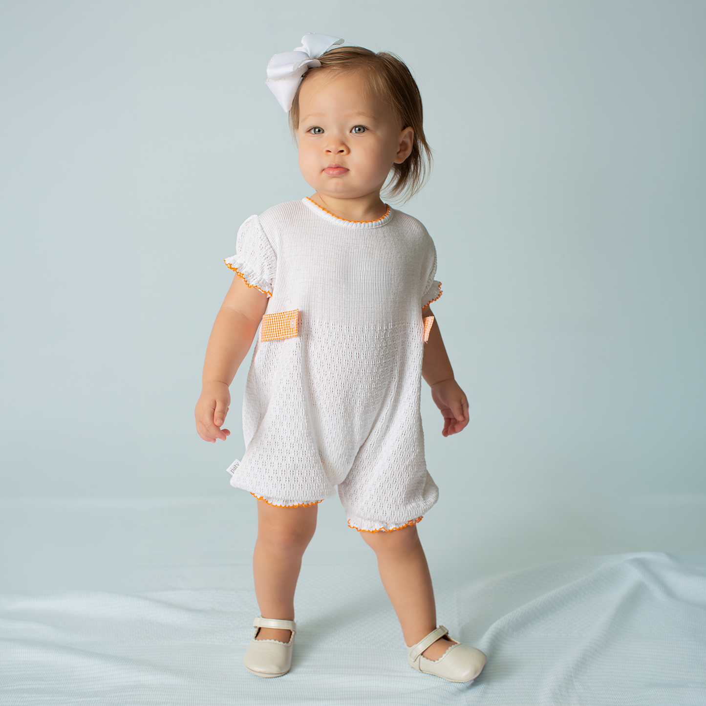 Paty Knit Ruffle Hem Bubble with Gingham Side Tabs