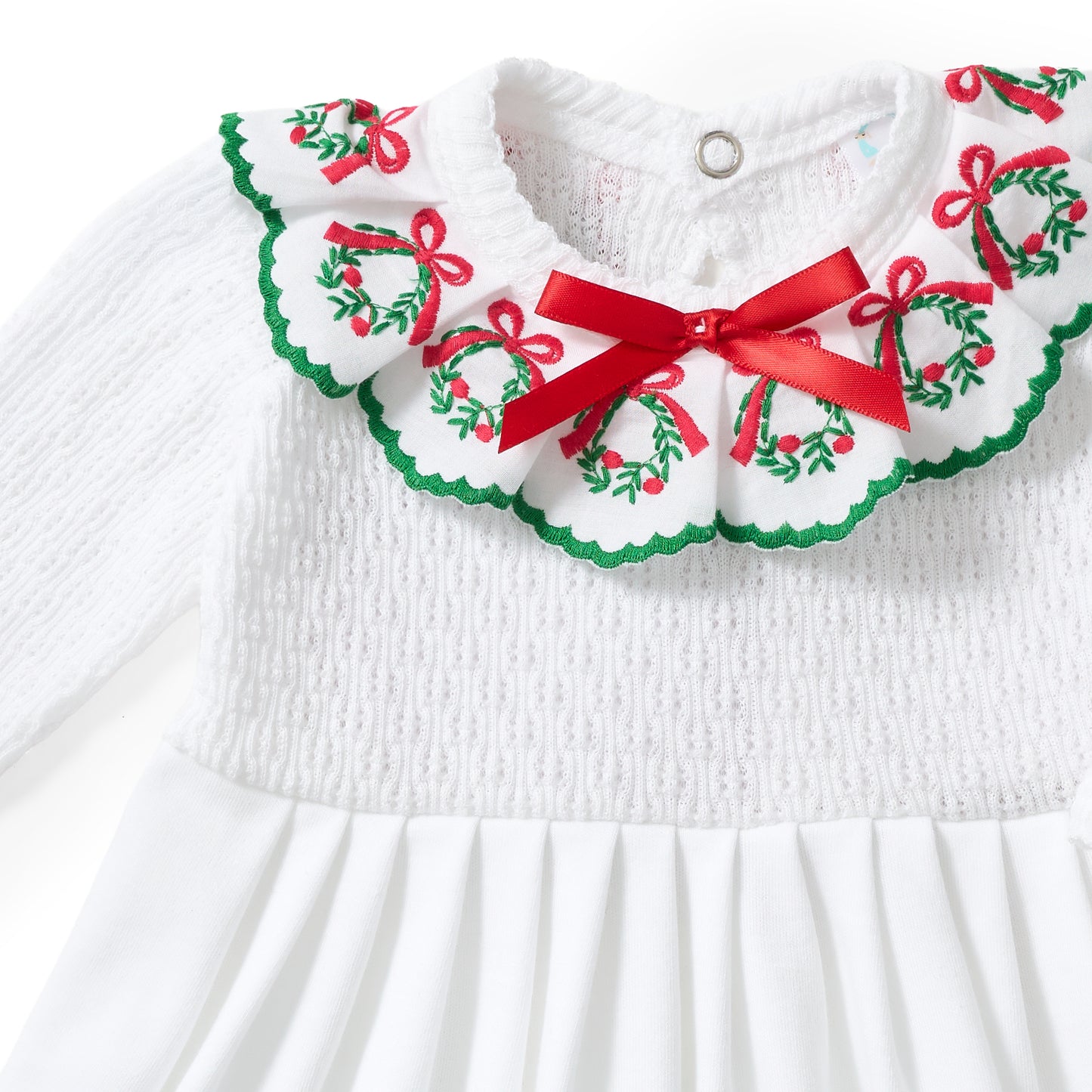 Paty Knit Angel Sleeve Dress with Wreath Trim