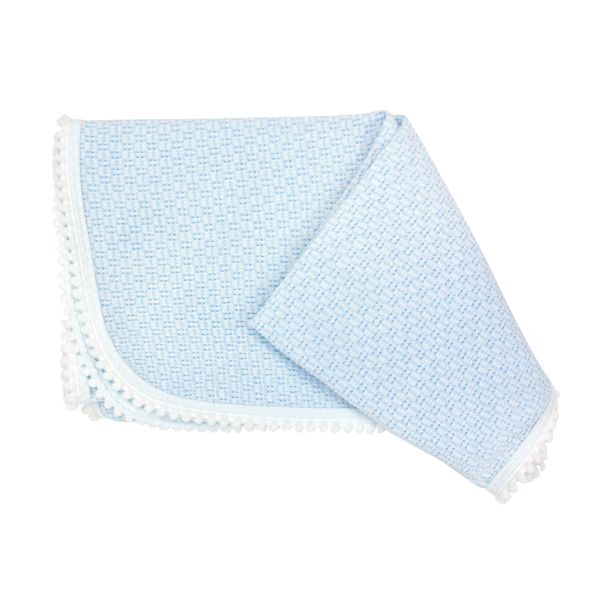 Solid Color Blanket with Baby Pom Trim