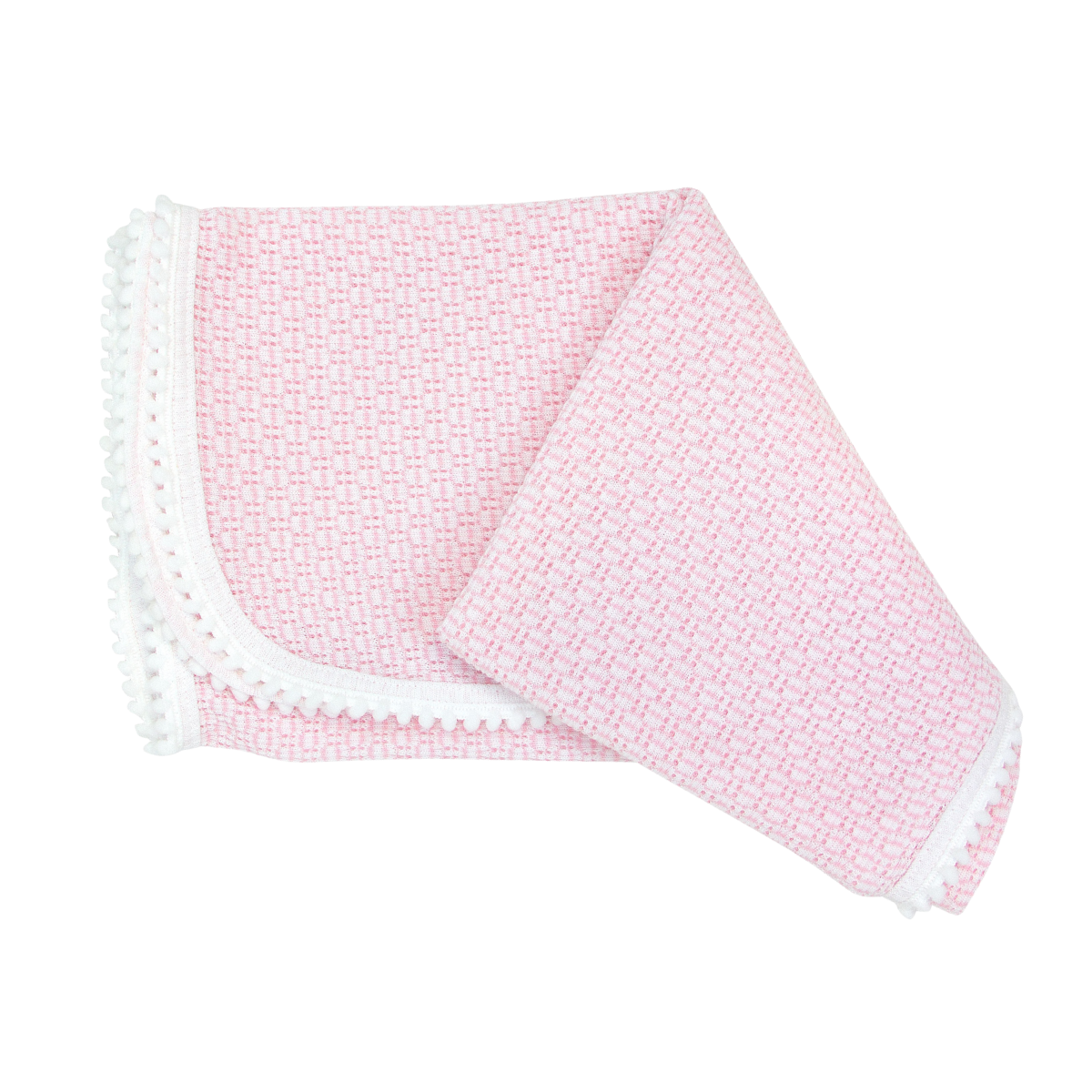 Paty Knit Solid Color Blanket with Baby Pom Trim