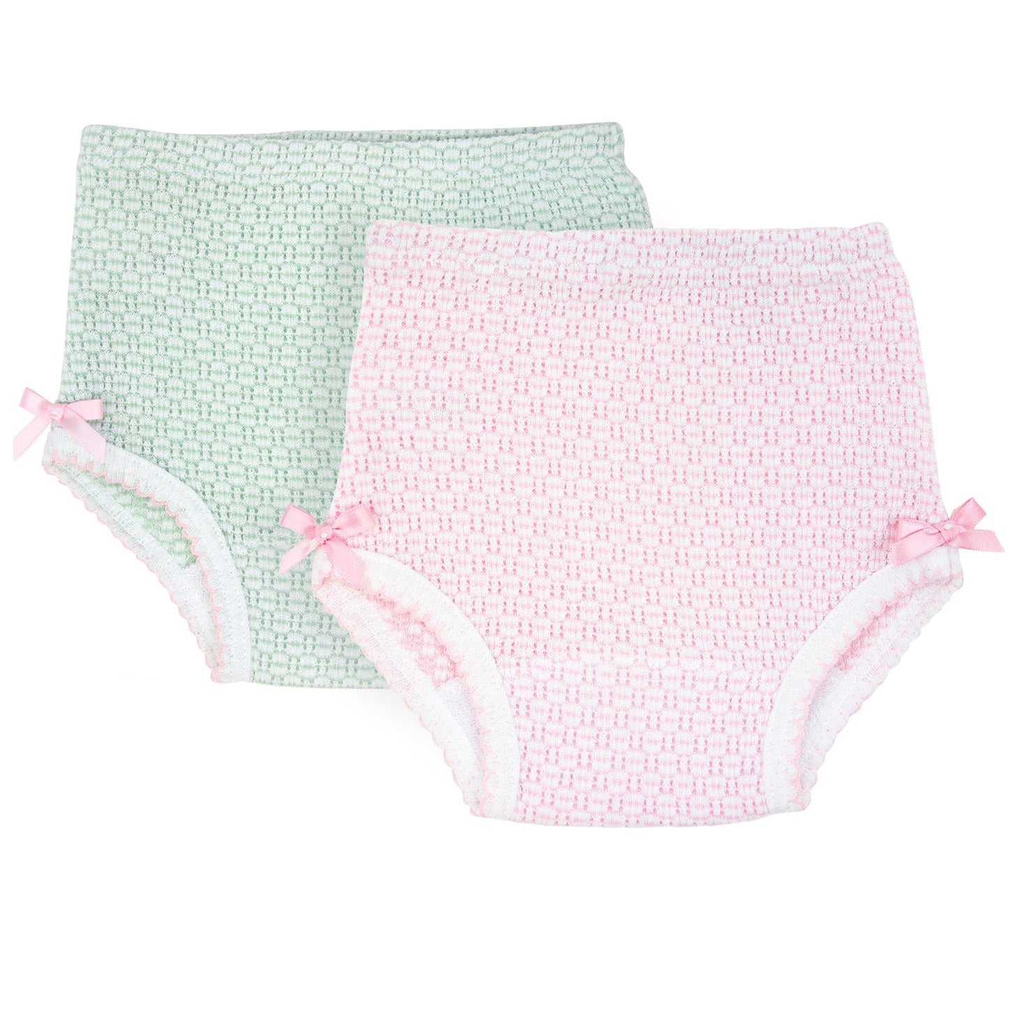 Paty Knit Baby Diaper Cover with Double Satin Bows