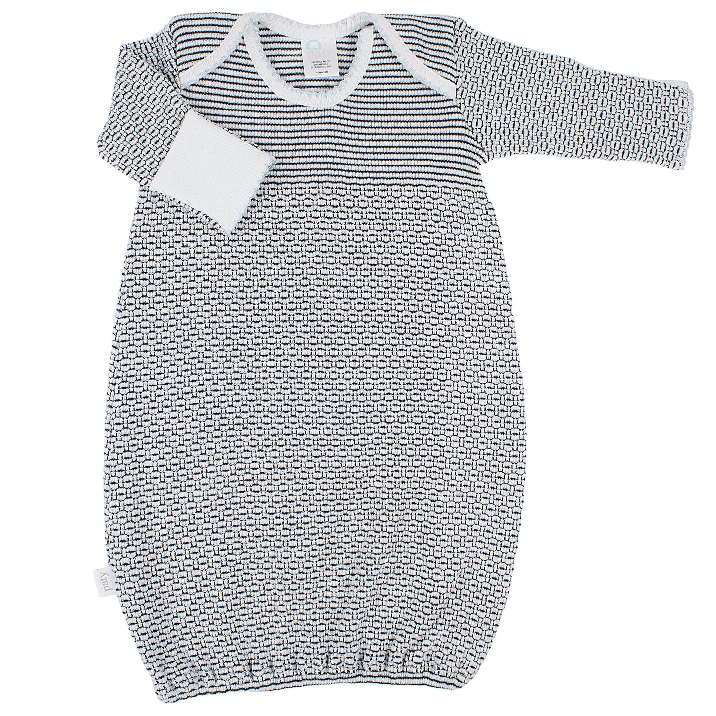 Paty Knit, Long Sleeve, Solid Color Overlap Shoulder Gown, No Bow