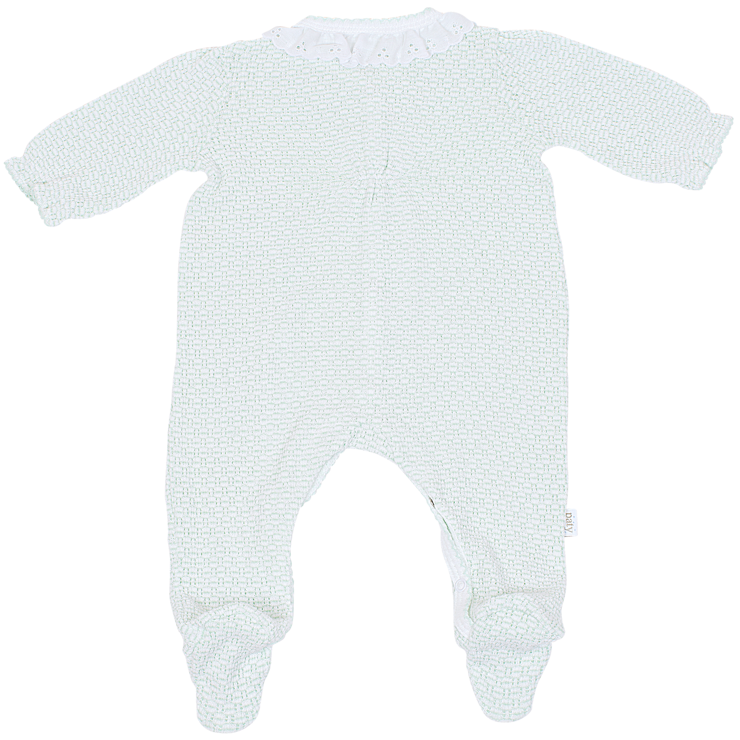 Paty Knit Solid Color Footie with Eyelet Trim