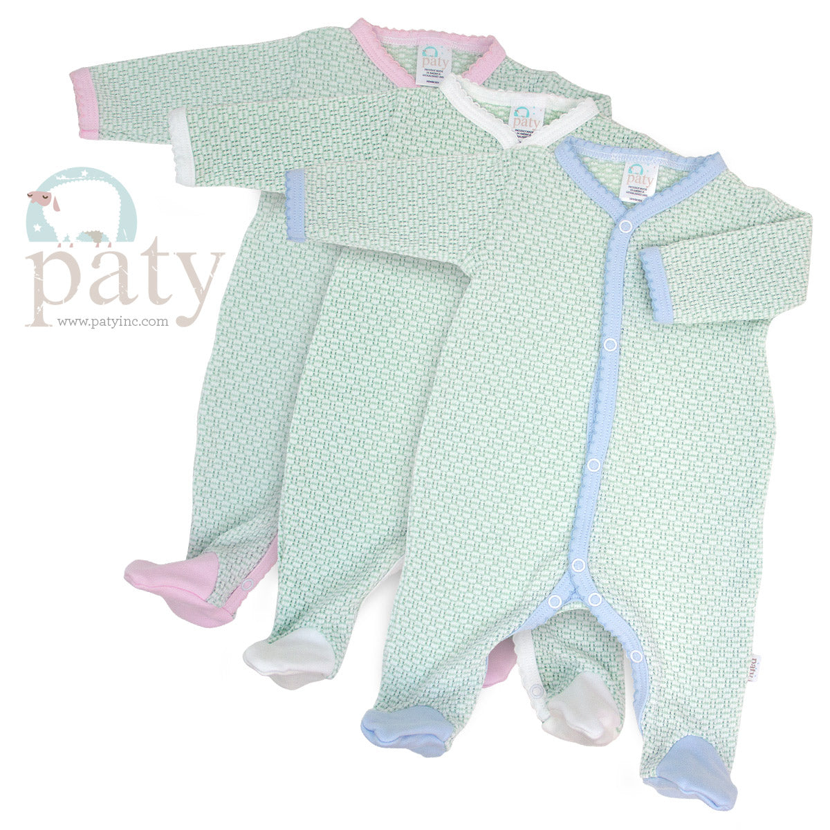 Paty Knit Solid Color Footie with Pima Trim