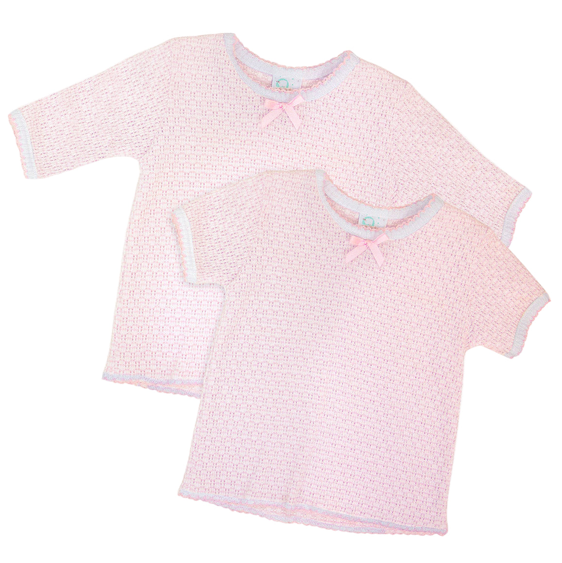 Paty Knit Diaper Shirt with Satin Bow in Solid Colors