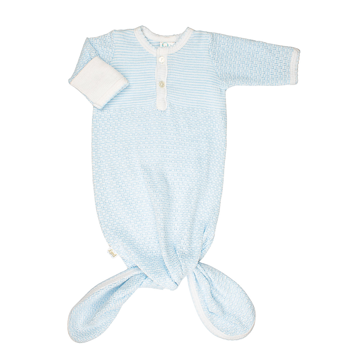 Paty Knit Knotted Gown with Placket in Pink and Blue for Newborn