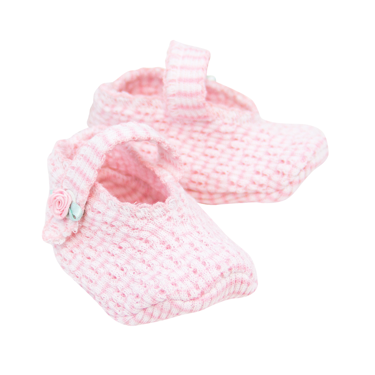 Paty Knit Solid Color Crib Shoes with Rosettes