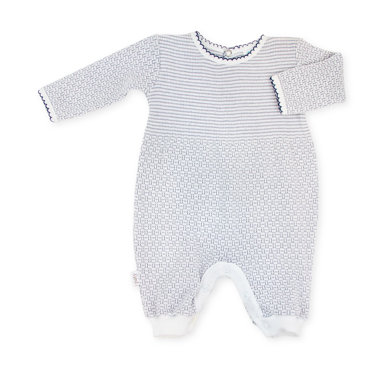 PatyKnit™ Solid Color Long Sleeve Romper
