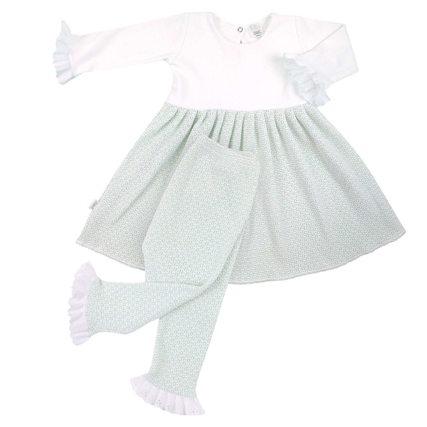 LS Eyelet Slv Dress w/ Leggings, Paty Knit/Pima