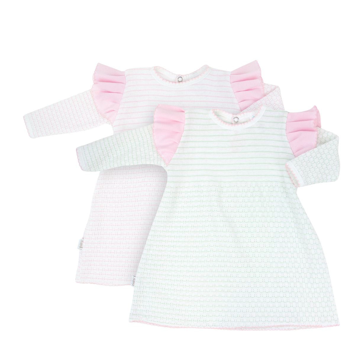 Pinstripe Angel Sleeve Dress with Pima Trim