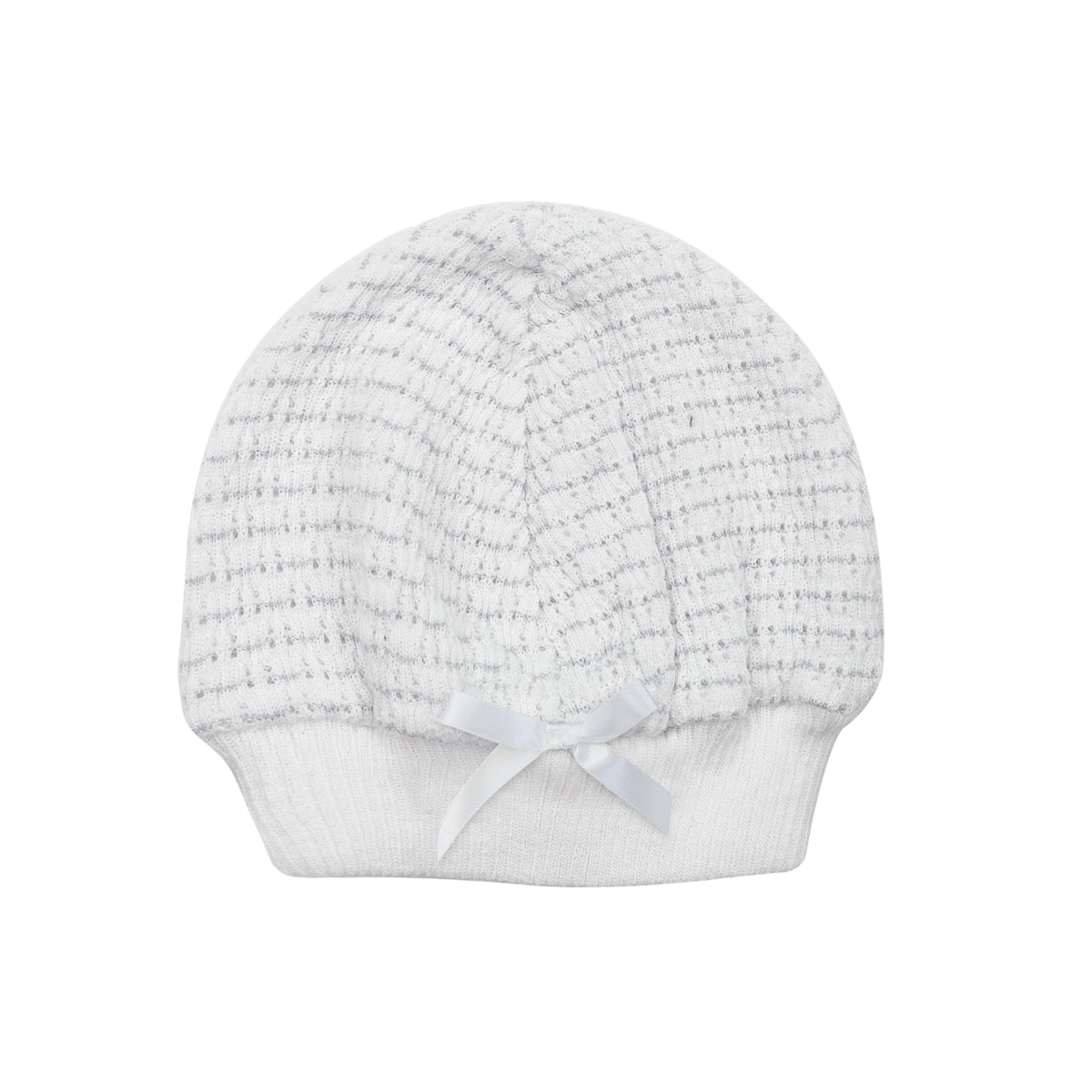 Paty Knit Pinstripe Beanie with Bow