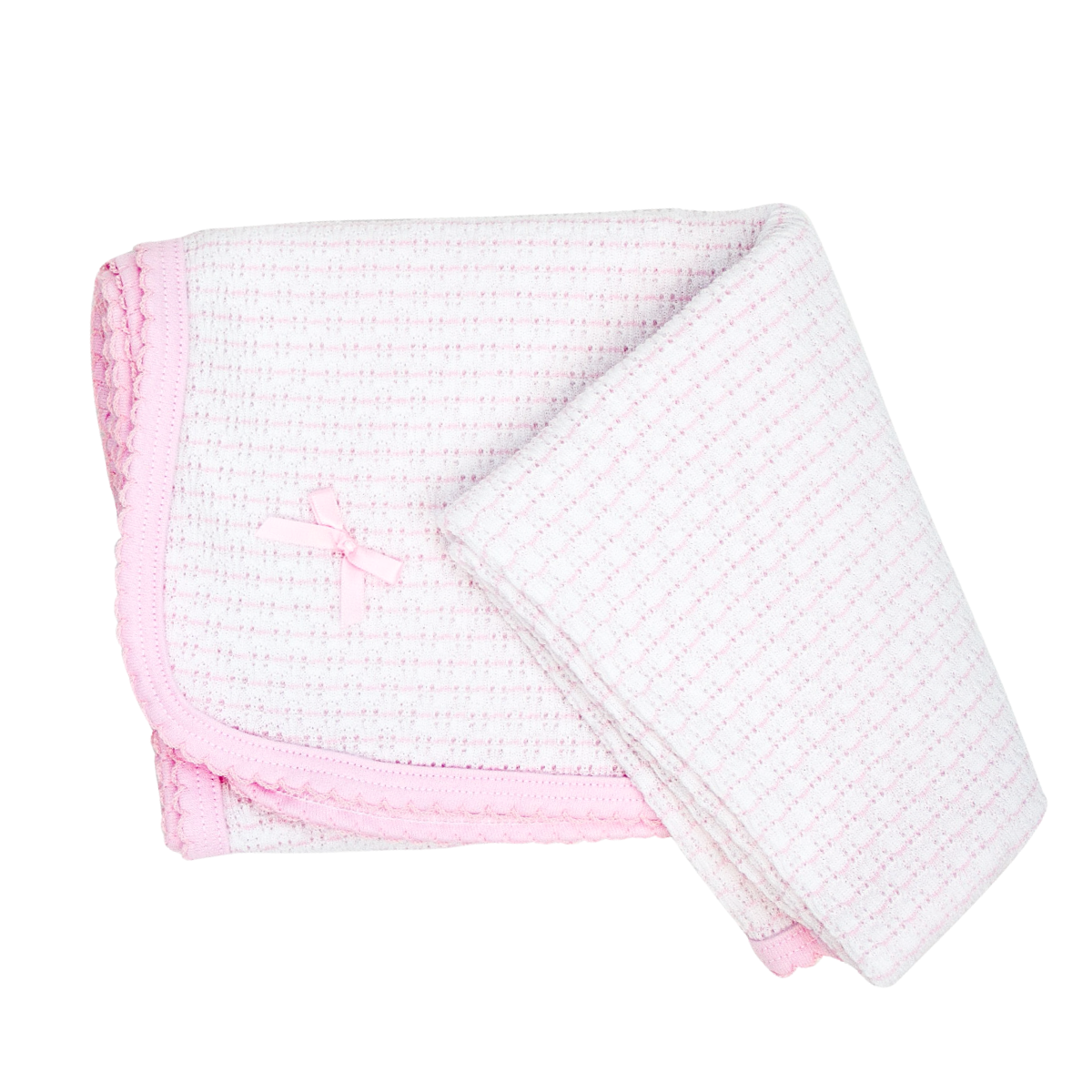 Paty Knit Pinstripe Swaddle Blanket with Pima Trim