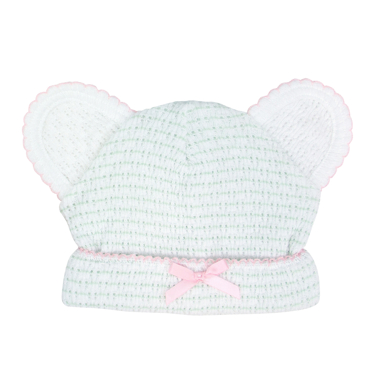 Paty Knit Pinstripe Bear Beanie