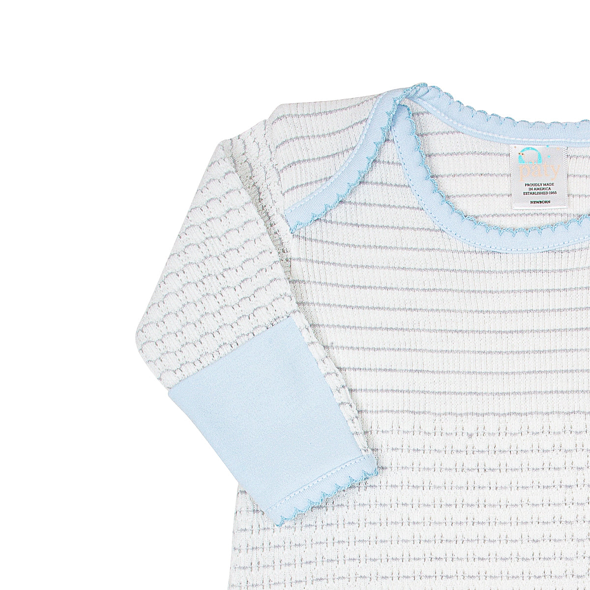 Paty Knit Overlap Shoulder Gown with Pima (Pinstripe) #315J