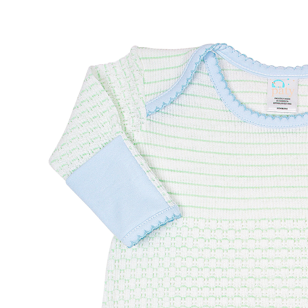 Paty Knit Overlap Shoulder Gown with Pima (Pinstripe) #315J