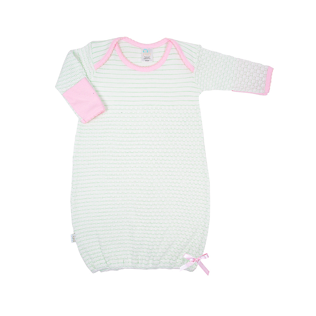 Paty Knit Overlap Shoulder Gown with Pima (Pinstripe) #315J